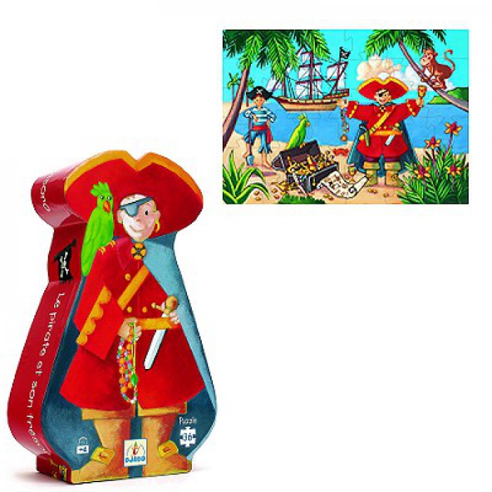 Puzzle  Djeco-07220 Pirate Shaped Box - The Pirate and his Treasure