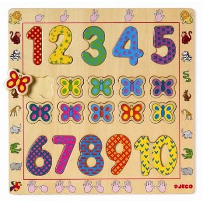 Djeco-DJ-01801 Wooden puzzle- From 1 to 10