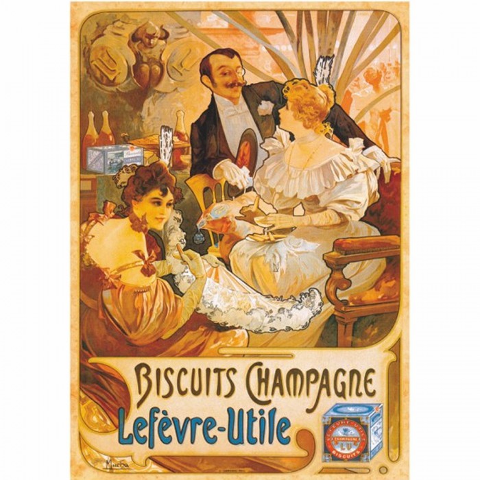 Dtoys-69603 Jigsaw Puzzle - 1000 Pieces - Vintage Posters : Lefevre-Utile Champagne Biscuits