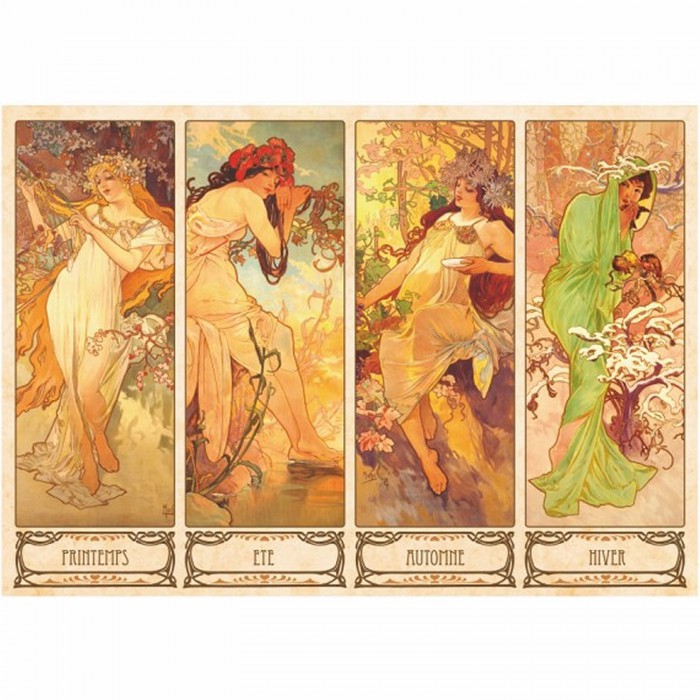  Dtoys-70043 Jigsaw Puzzle - 1000 Pieces - Alphonse Mucha : Seasons