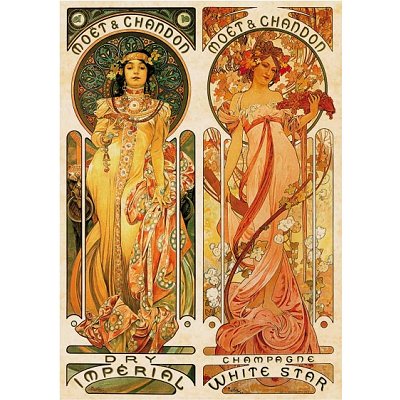 Dtoys-70081 Jigsaw Puzzle - 1000 Pieces - Alphonse Mucha : Moet and Chandon, Cremant Imperial