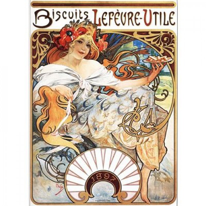 Dtoys-70098 Jigsaw Puzzle - 1000 Pieces - Alphonse Mucha : Lefèvre-Utile Biscuits