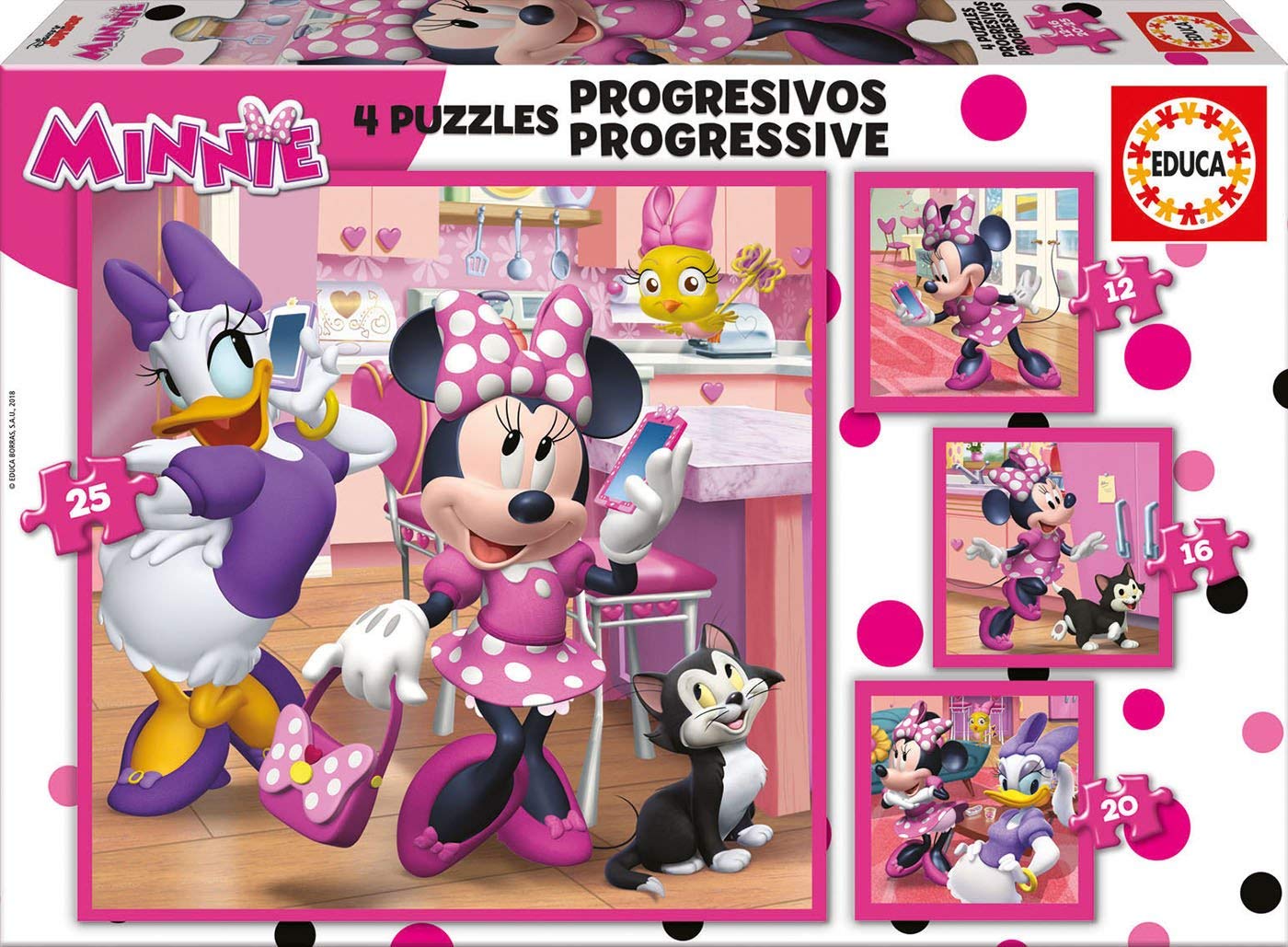4 Puzzles - Minnie Educa-17630 12 pieces Jigsaw Puzzles - Mickey
