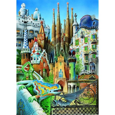Educa-11874 Jigsaw Puzzle - 1000 Pieces - Mini - Gaudi : Collage