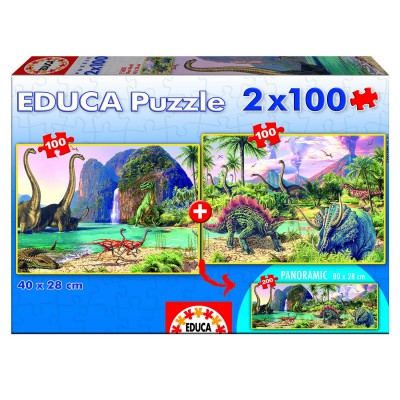 Educa-15620 Jigsaw Puzzle - 2 x 100 Pieces : Dino World