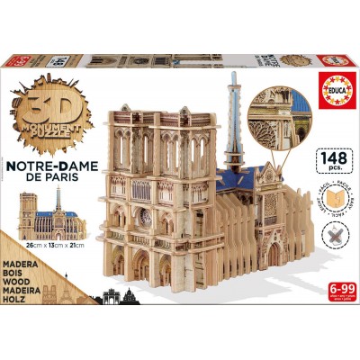 Educa-16974 3D Wooden Jigsaw Puzzle - Notre-Dame de Paris