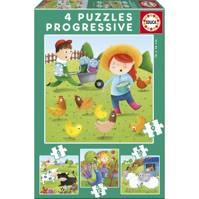 Educa-17145 4 Jigsaw Puzzles - Farm Animals
