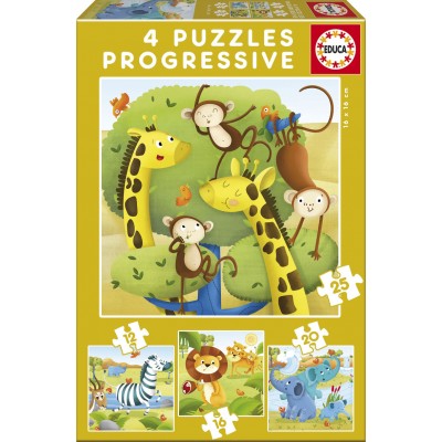 Educa-17147 4 Jigsaw Puzzles - Wild Animals