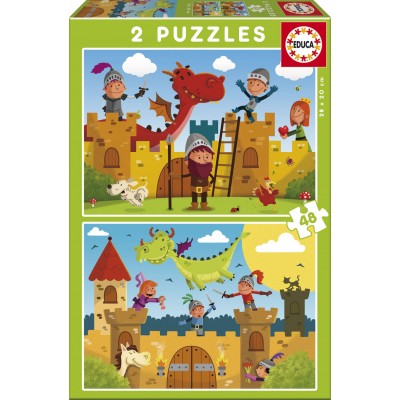 Educa-17151 2 Jigsaw Puzzles - Dragons and Knights