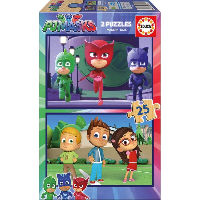 Educa-17448 2 Wooden Puzzles - PJ Masks