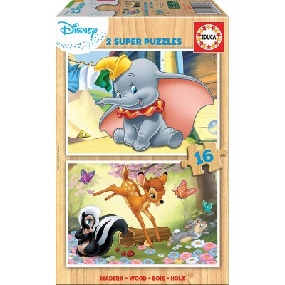 Educa-18079 Wooden Puzzle - Disney - Dumbo & Bambi