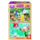 Jigsaw Puzzle - 2 x 50 Wooden Pieces - Disney Princesses : Snow-White and Ariel