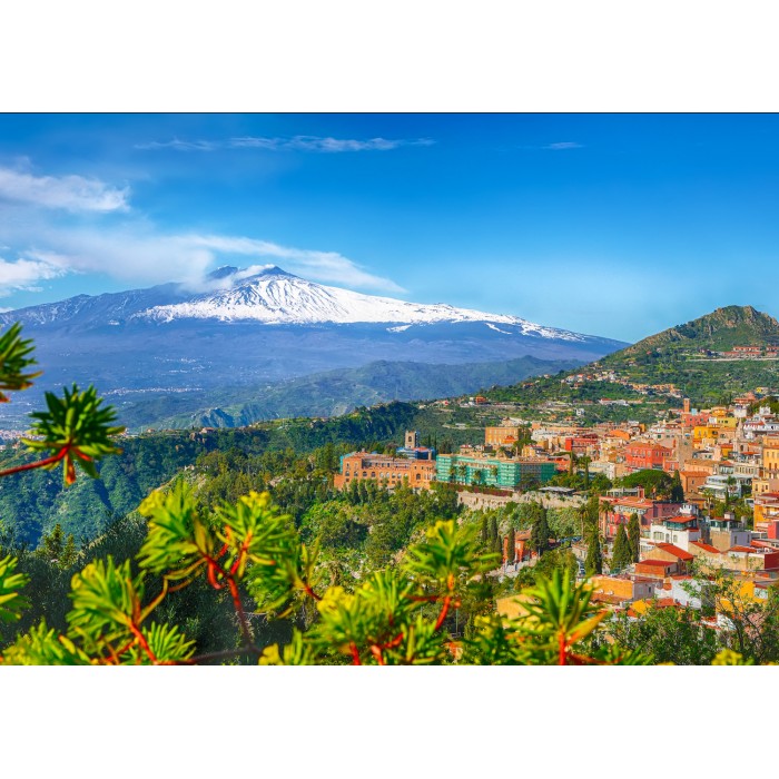 Puzzle  Enjoy-Puzzle-2087 Etna Volcano and Taormina, Sicily
