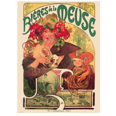Puzzle Eurographics-6000-3455 Alphonse Mucha: Bieres de la Meuse