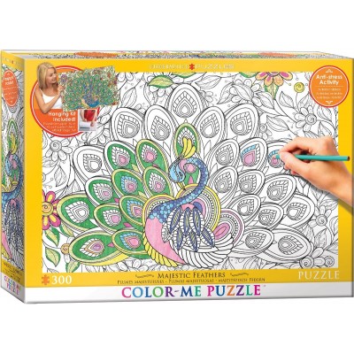 Puzzle Eurographics-6033-0884 XXL Color Me - Majestic Feathers