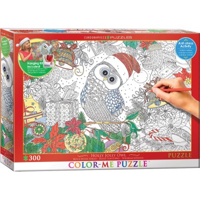 Puzzle Eurographics-6033-0885 XXL Color Me - Holly Jolly Owl
