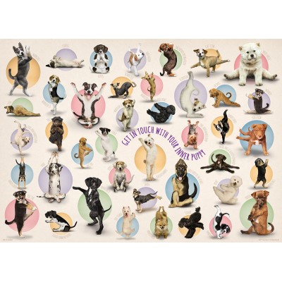 Eurographics-8300-0992 XXL Pieces - Familiy Puzzle: Yoga Puppies