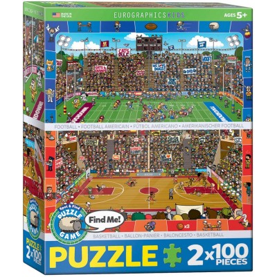 Eurographics-8902-0621 2 Puzzles - Find Me - Basketball & Football