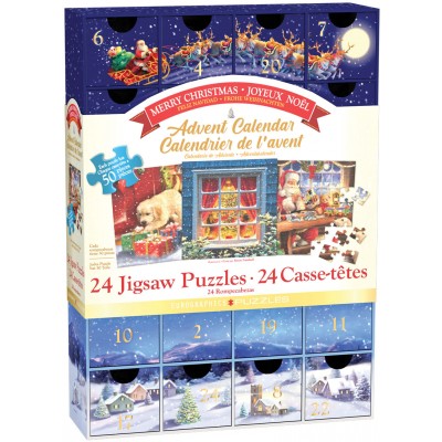 Eurographics-8924-5735 Advent Calendar - Merry Christmas - 24 Puzzles