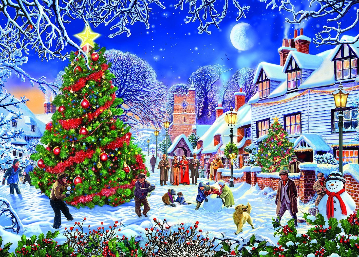 Puzzle Steve Crisp - The Village Christmas Tree Gibsons-G6224 1000 ...
