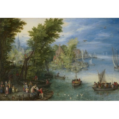 Puzzle Grafika-F-31532 Jan Brueghel - River Landscape, 1607