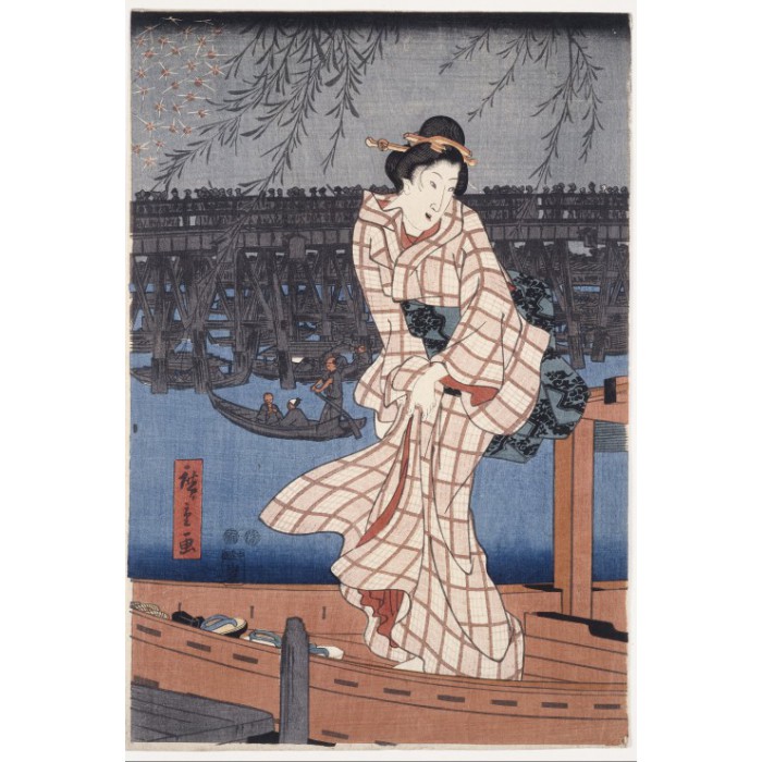 Utagawa Hiroshige: Evening on the Sumida River, 1847-1848