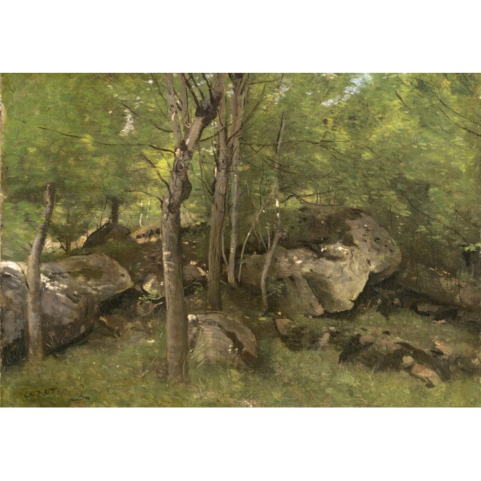 Puzzle Grafika-F-32141 Jean-Baptiste-Camille Corot: Rocks in the Forest of Fontainebleau, 1860-1865