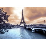 Puzzle   Eiffel Tower from Seine. Winter rainy day in Paris