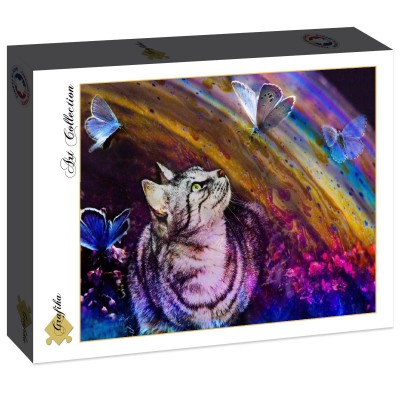 Puzzle Grafika-F-30794 Cat and Butterflies