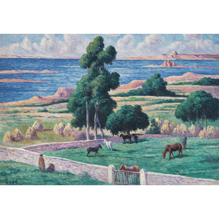 Puzzle  Grafika-F-32785 Maximilien Luce - L'Île à bois, Kermouster, Lézardrieux, 1914