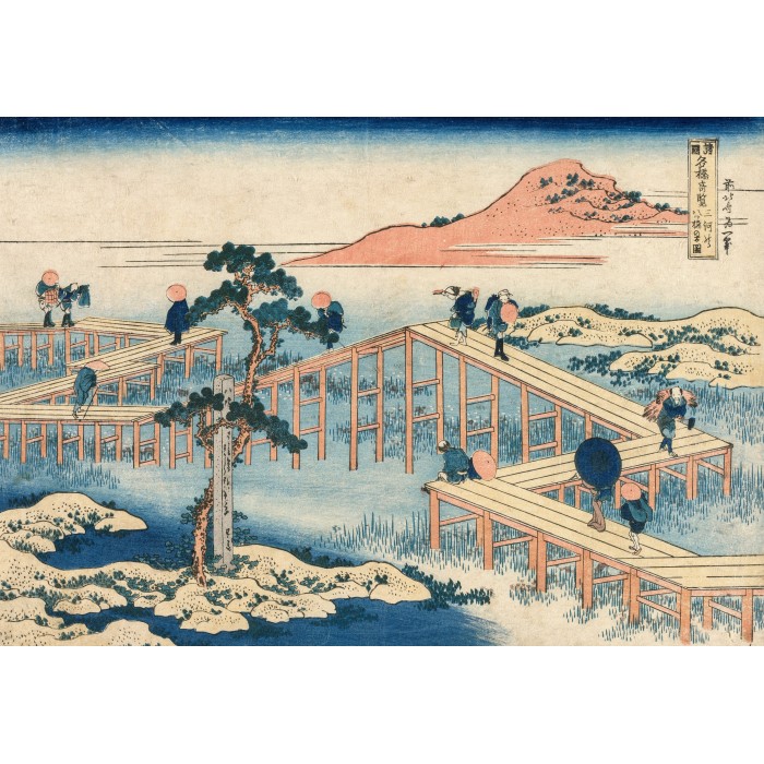 Puzzle  Grafika-F-33690 Hokusai - An Ancient Picture of the Eight Part Bridge in Mikawa Province