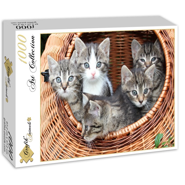 Puzzle Kittens In A Basket Grafika 1000 Pieces Jigsaw Puzzles Cats Jigsaw Puzzle