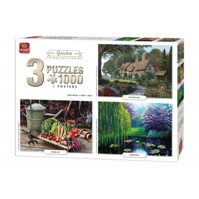 King-Puzzle-05207 3 Jigsaw Puzzles - Garden Collection