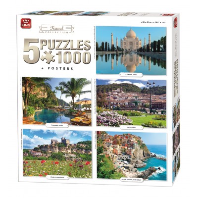 King-Puzzle-05208 5 Jigsaw Puzzles - Travel Collection