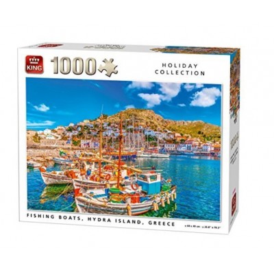 Puzzle King-Puzzle-05712 Fishing Boats, Hydra Island, Greece