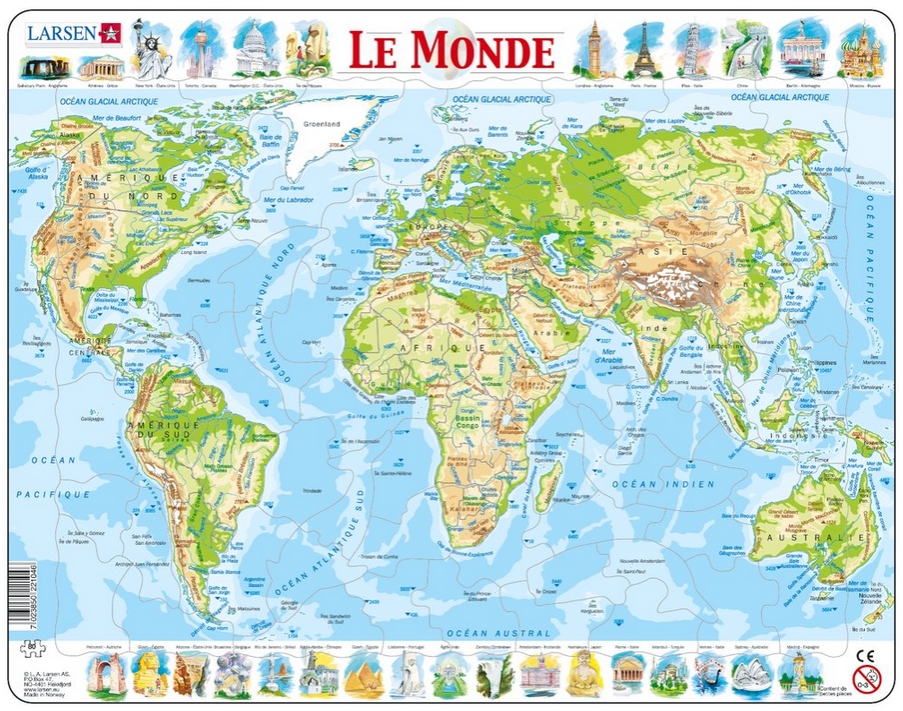 Frame Jigsaw Puzzle The World Physical In French