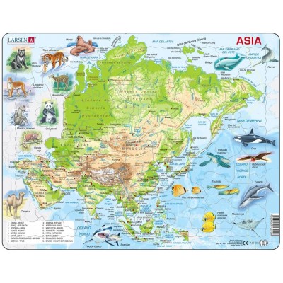 Larsen-A30-ES Frame Puzzle - Asia Topographic Map (Spanish)