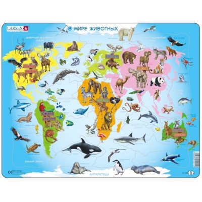 Larsen-A34-RU Frame Puzzle - Animals of the World (in Russian)