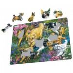   Frame Puzzle - Dogs in a field with flowers