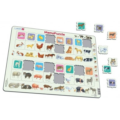 Larsen-GP11 Frame Puzzle - MemoPuzzle: Mother and Baby Animal Duo