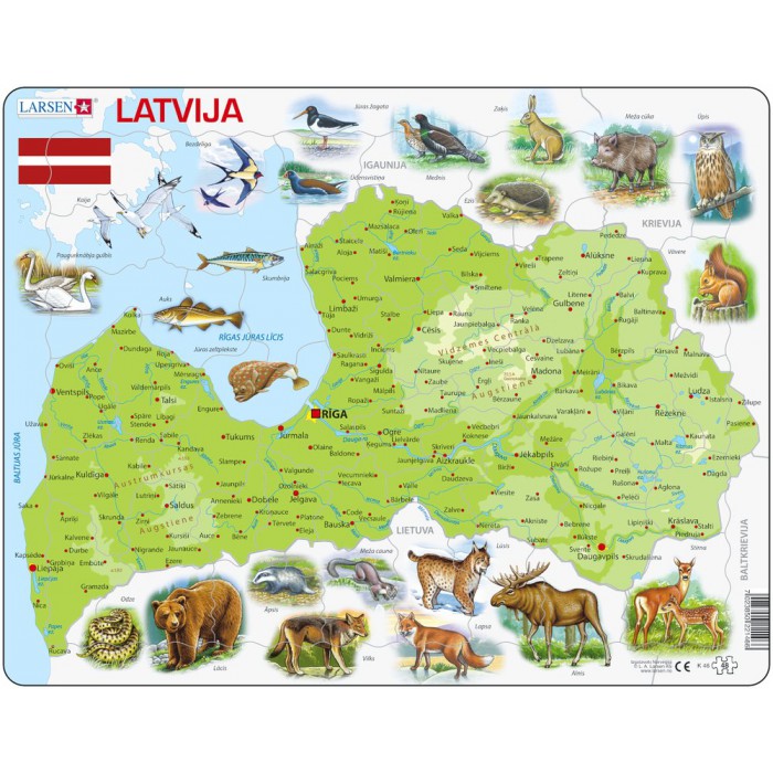  Larsen-K46 Frame Puzzle - Physical Map of Latvia