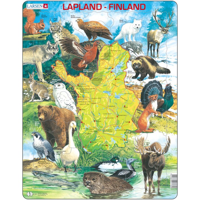 Larsen-K58-FI Frame Puzzle - Physical Map of Lappland