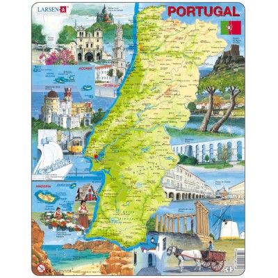 Larsen-K71-PT Frame Puzzle - Physical map of Portugal