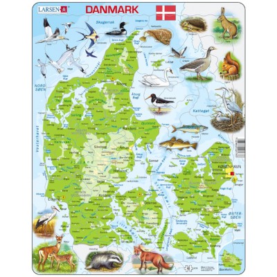 Larsen-K78-DK Frame Puzzle - Physical map of Denmark