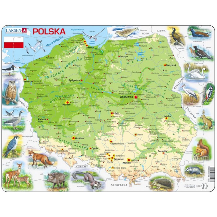  Larsen-K98-PL Frame Puzzle - Poland Physical Map