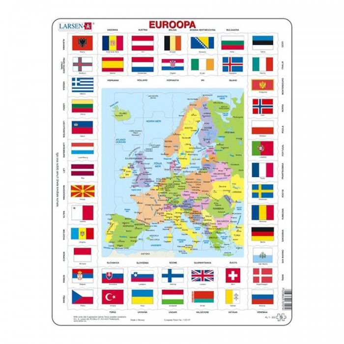  Larsen-KL1-EE Frame Jigsaw Puzzle - Map and Flags of Europe (Estonian)