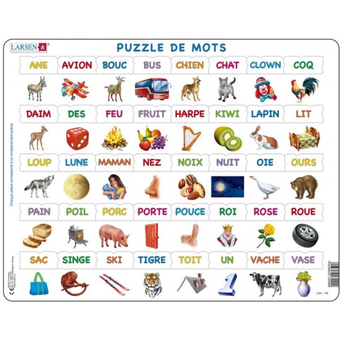 Frame Puzzle - Learn to Read - Simple Words from 23 Lower Case Letters (French)