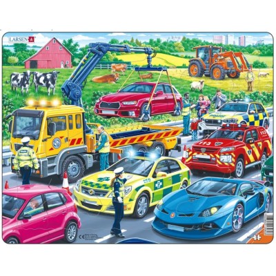 Larsen-PG3 Frame Puzzle - Rescue Vehicles on the Highway