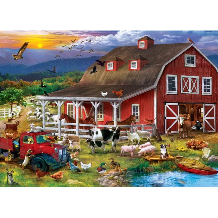 Puzzle Master-Pieces-82132 Premium Collection - The Barnyard Crowd