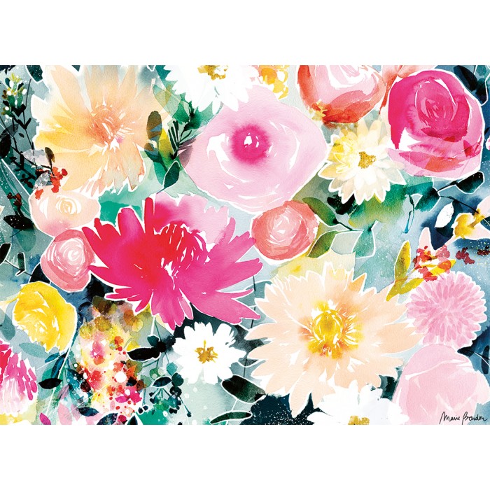 Puzzle  Nathan-00956 Dahlias and roses / Marie Boudon (Carte blanche collection)